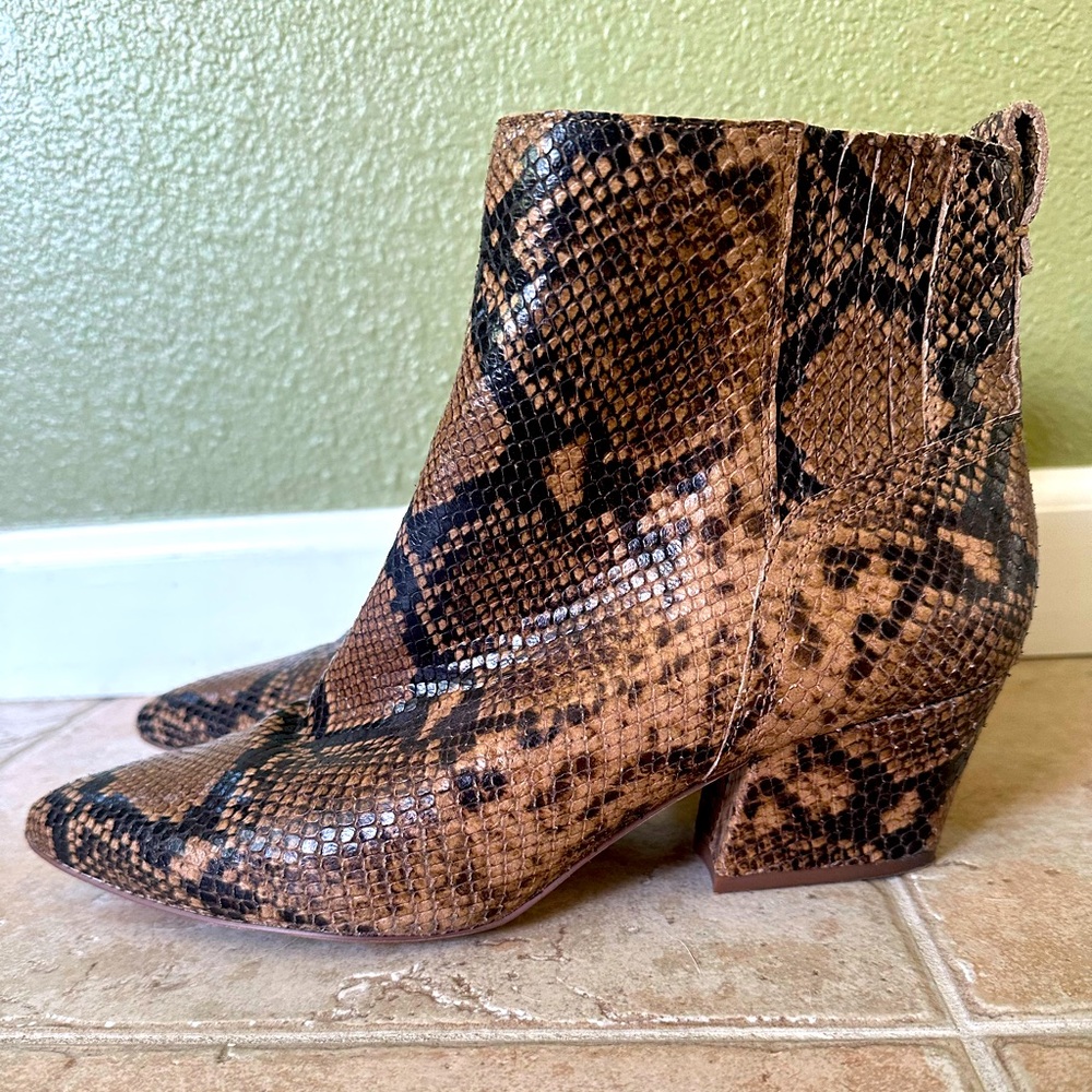 Franco Sarto Brown Snakeskin Ankle Boots